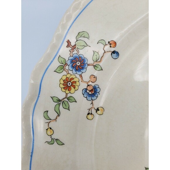 Vintage Steubenville Ivory Scalloped & Beaded 9" Plate Floral Pattern BEAUTIFUL - Picture 9 of 12